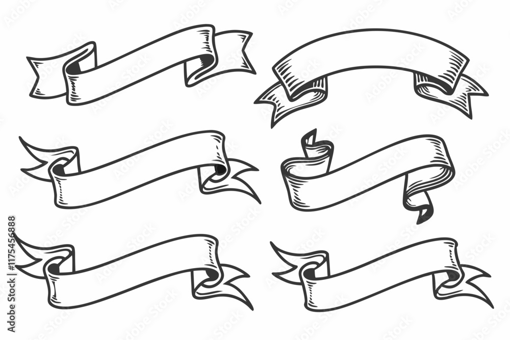 set of  ribbon banners