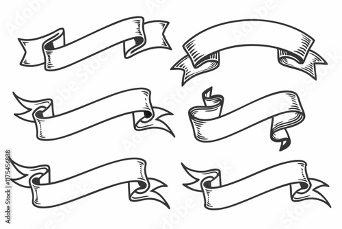set of  ribbon banners