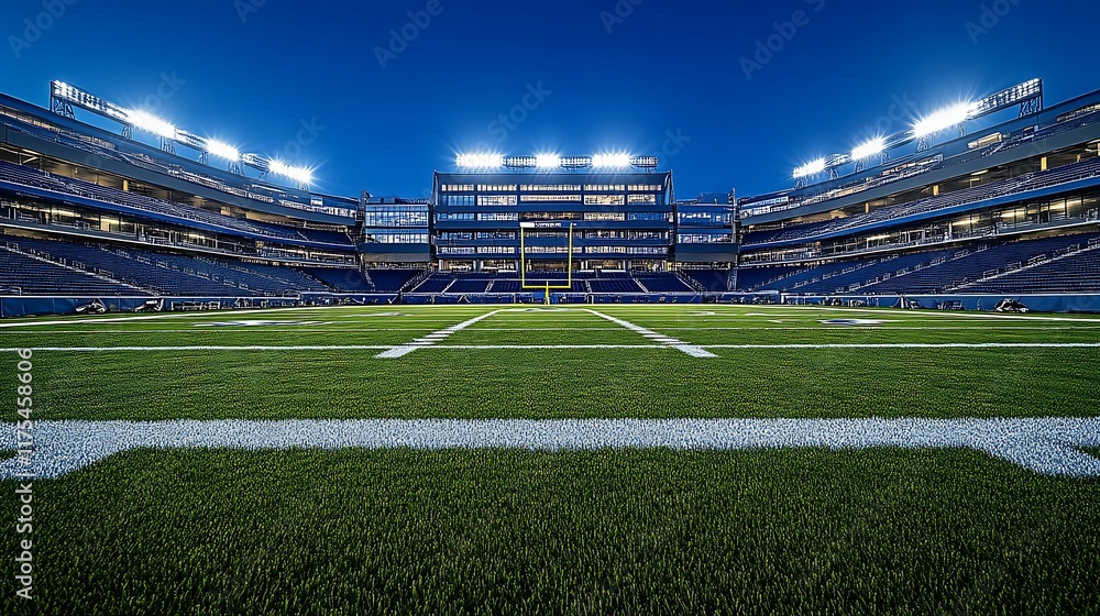Fototapeta premium Empty Football Stadium Under a Clear Blue Sky