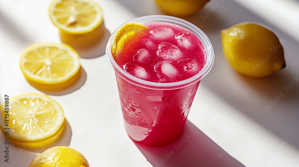 Fototapeta premium Refreshing Pink Lemonade with Lemon Slices