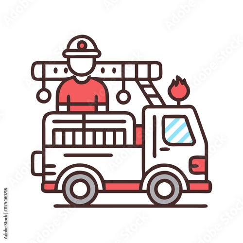 Firefighter on firetruck