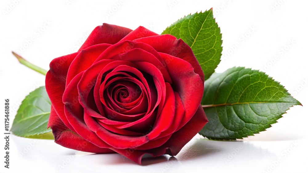 Fototapeta premium Beautiful red rose flower on white background 
