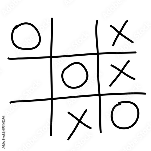 Hand drawn tic tac toe game  doodle X-O children