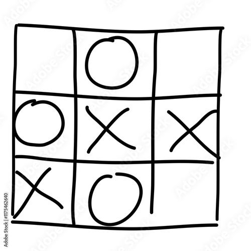 Hand drawn tic tac toe game  doodle X-O children