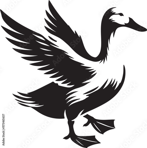 Duck icon. Duck black silhouette isolated on white background. Vector illustration