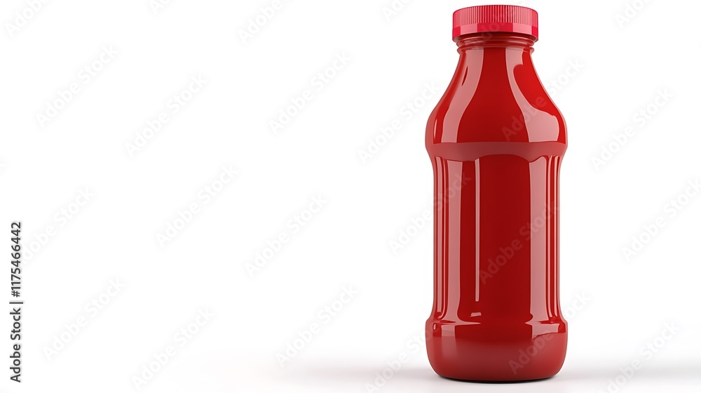 a red sauce bottle on white background. a red sauce bottle on white background.