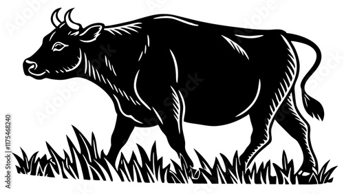 black and white bull