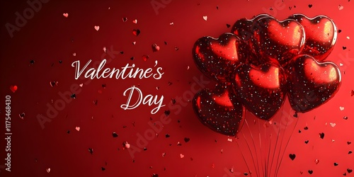 Valentine's Day banner with heart balloons