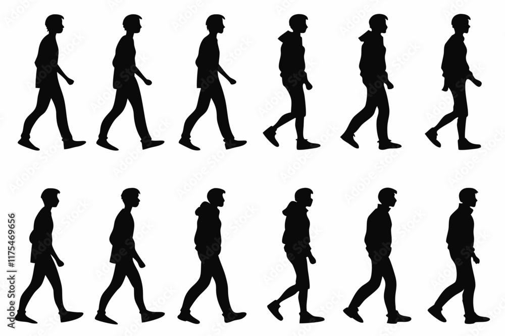 man standing set vector illustration man standing set vector illustration