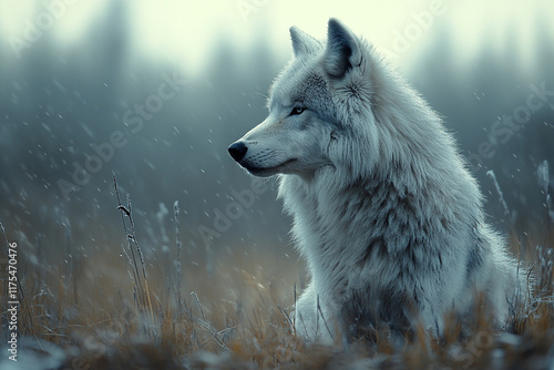 Majestic Arctic Wolf in Snowy Winter Landscape