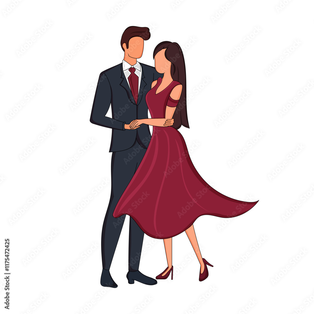 Elegant Vector Couple Character in White Background.