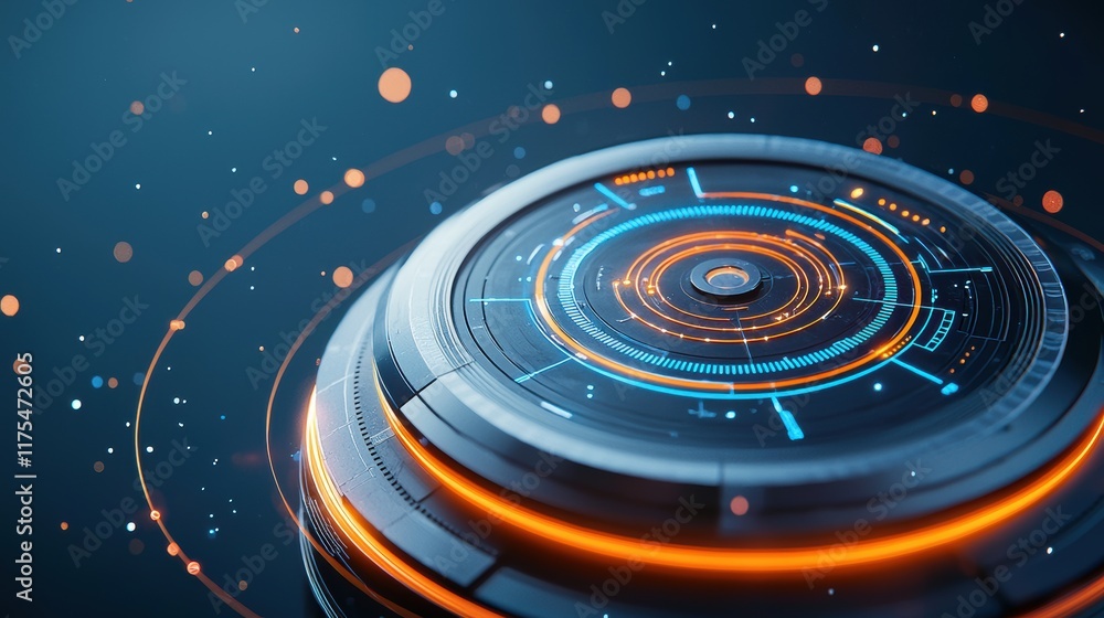 Obraz premium Futuristic glowing interface with circular design and digital elements