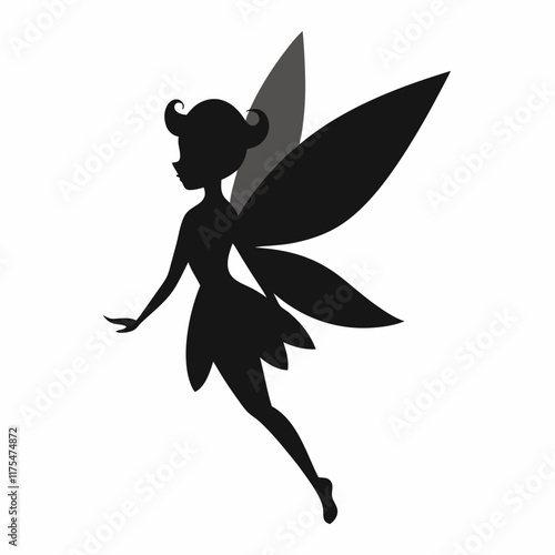 silhouette of a fairy with wings