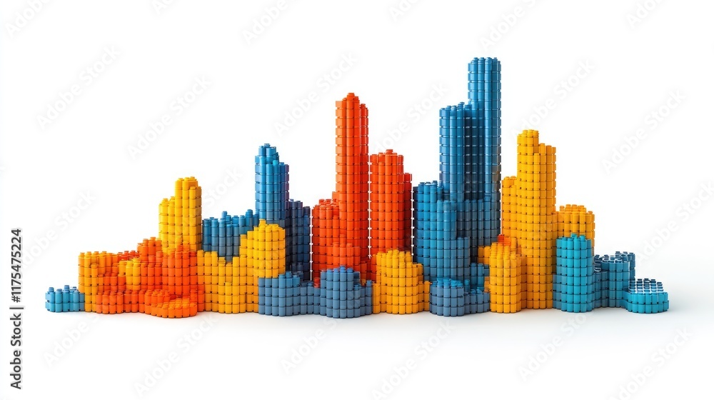 A vibrant 3D bar graph built with colorful blocks. Ideal for visualizing data trends in presentations or reports. Customizable and engaging. A vibrant 3D bar graph built with colorful blocks. Ideal for visualizing data trends in presentations or reports. Customizable and engaging.