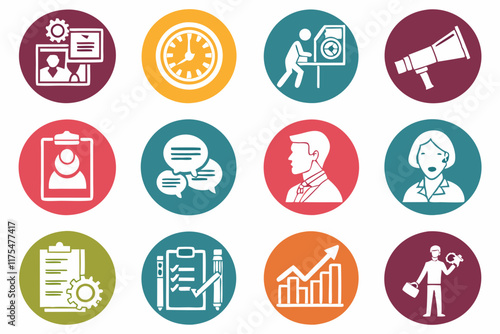 recruiter icons set vector illustration