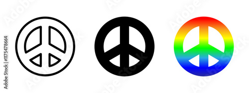 Peace symbol icon. Rainbow peace sign vector illustration. Rainbow gradient pacific pictogram. Freedom and unity concept. Colorful NO WAR emblem. Pacifist logo.