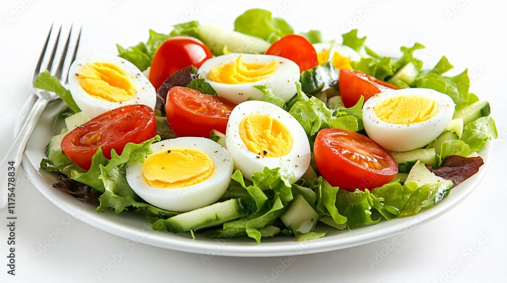 Monochromatic Cobb Salad White Plate and Fork Monochromatic Cobb Salad White Plate and Fork