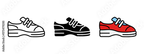 Shoe icon. Sneaker symbol. Footwear sign. Sport boots vector illustration. Sneaker silhouette. Fashion clothing shoes pictogram. Clothes shop logo. Athletic boots concept.