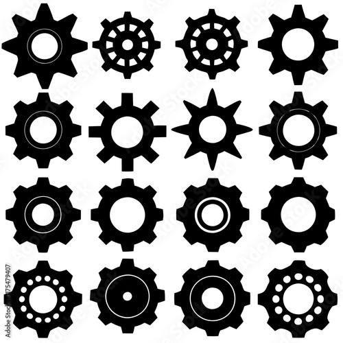 Collection of Black and White Gear Icons