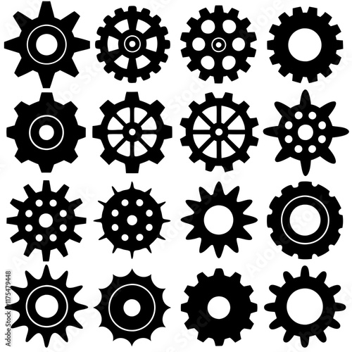 Collection of Black and White Gear Icons