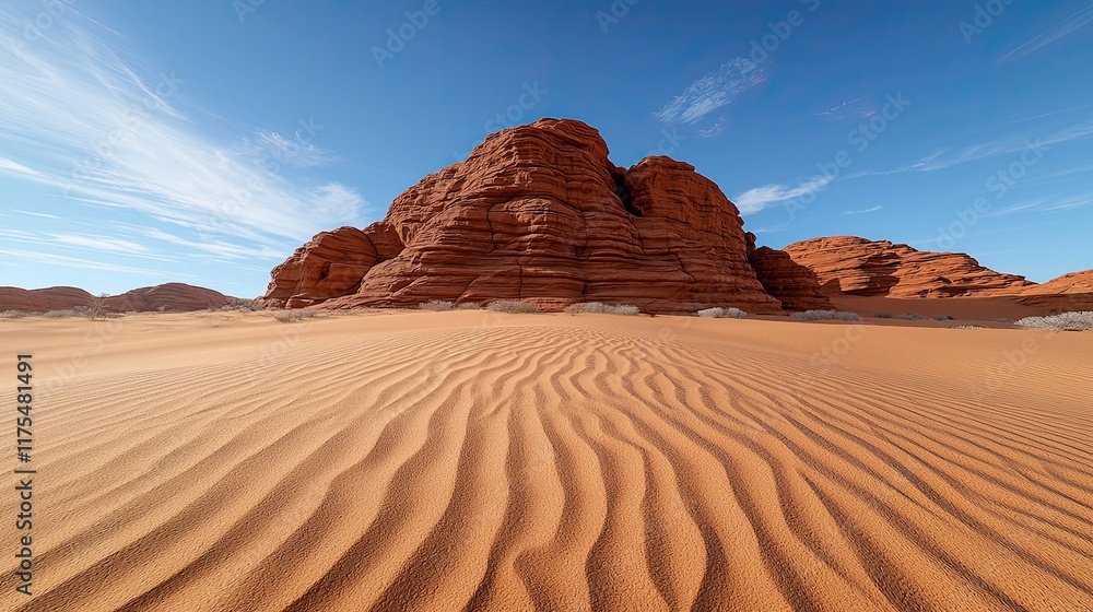 Red Desert Landscapes and Unique Rock Formations in the Australian Outback, a realistic photo capturing the dramatic red sandstone formations under a clear blue sky, with textured desert sands. Red Desert Landscapes and Unique Rock Formations in the Australian Outback, a realistic photo capturing the dramatic red sandstone formations under a clear blue sky, with textured desert sands.