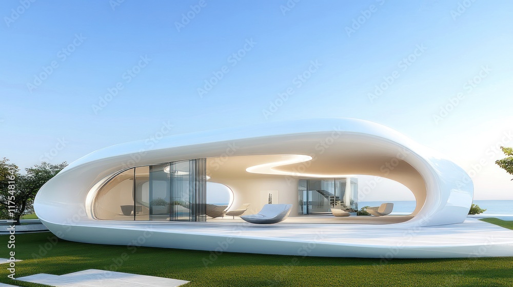 Fototapeta premium Modern architectural design featuring a sleek, organic structure.