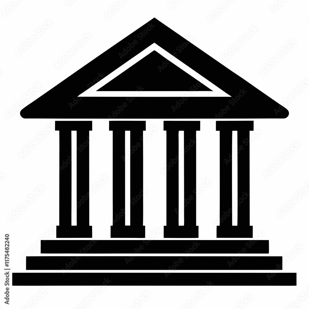 Bank Building Silhouette Vector Art Bank Building Silhouette Vector Art