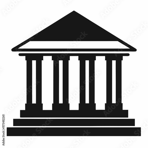 Bank Building Silhouette Vector Art