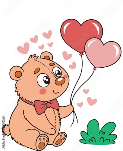 Valentine teddybear Clipart  generative ai