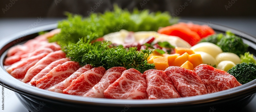 Delectable Sliced Beef Platter with Assorted Vegetables Delectable Sliced Beef Platter with Assorted Vegetables