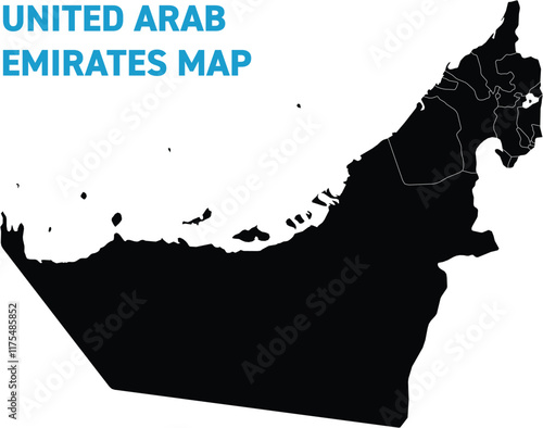 High detailed map of United Arab Emirates. Outline map of United Arab Emirates. Asia