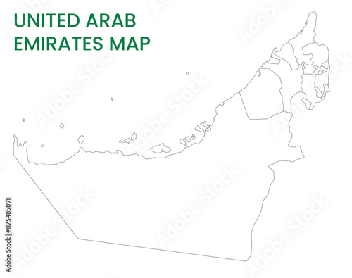 High detailed map of United Arab Emirates. Outline map of United Arab Emirates. Asia