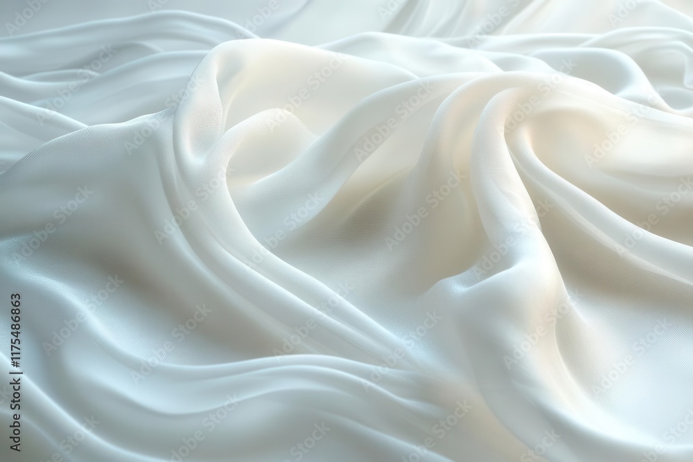 gently flowing white silk fabric elegantly cut out against a pristine white background creating a sense of serenity and grace perfect for fashion or design concepts gently flowing white silk fabric elegantly cut out against a pristine white background creating a sense of serenity and grace perfect for fashion or design concepts