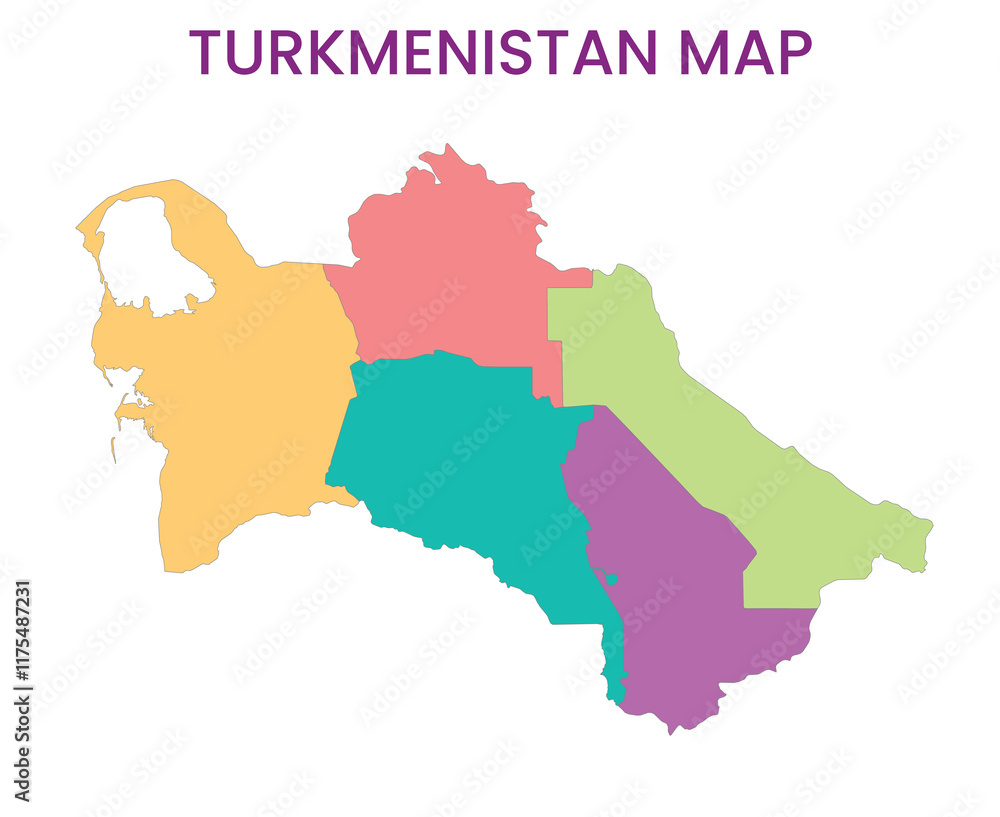 Obraz premium High detailed map of Turkmenistan. Outline map of Turkmenistan. Asia