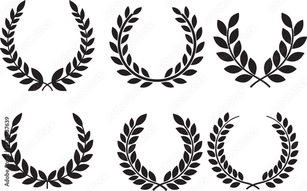Black Circular Laurel Wreath Vector Icon Design Black Circular Laurel Wreath Vector Icon Design