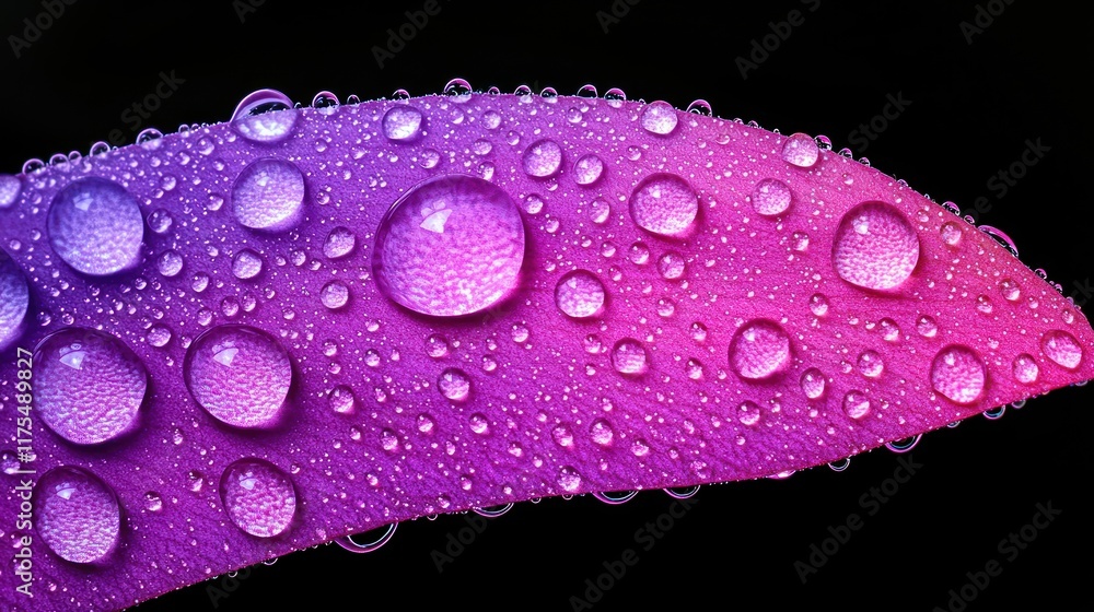 Close-up of a colorful leaf with water droplets on its surface. Close-up of a colorful leaf with water droplets on its surface.