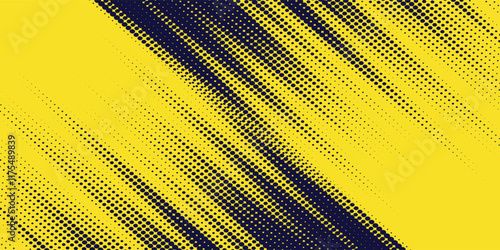 Yellow halftone on blue background. Vector dotted sparkles, Dots pop art comics sport style vector illustration.