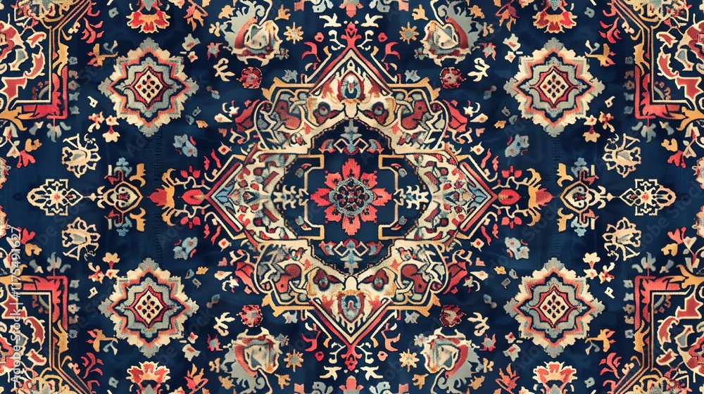 Naklejka premium persian rugs seamless pattern wallpaper