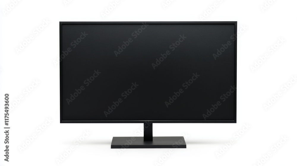 Black Square Monitor Displaying Blank Screen on White Background. Black Square Monitor Displaying Blank Screen on White Background.
