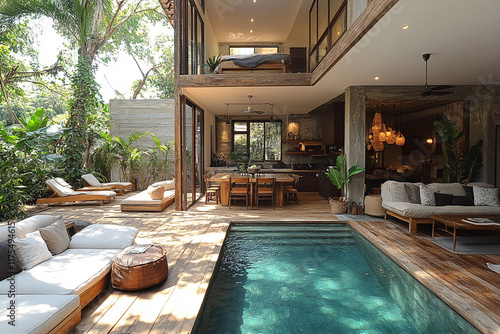 Wallpaper Mural Tropical Modern Home with Plunge Pool and Lush Greenery Torontodigital.ca