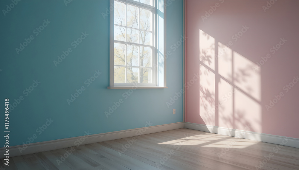 Fototapeta premium Pastel Room Corner, Sunlight, Window - Pastel colors