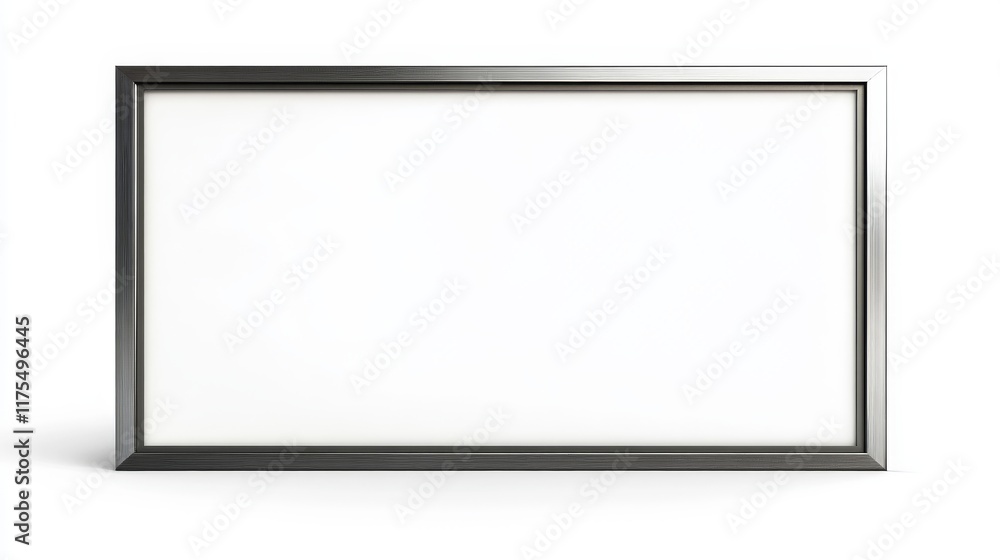 Blank Rectangular Frame with Metallic Border on White Background. Blank Rectangular Frame with Metallic Border on White Background.