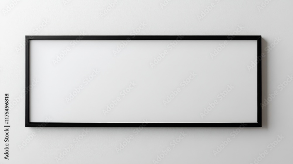 Blank Rectangular Frame Hanging on White Wall. Blank Rectangular Frame Hanging on White Wall.