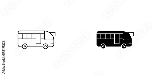 Bus coach icons. black and white vector set.