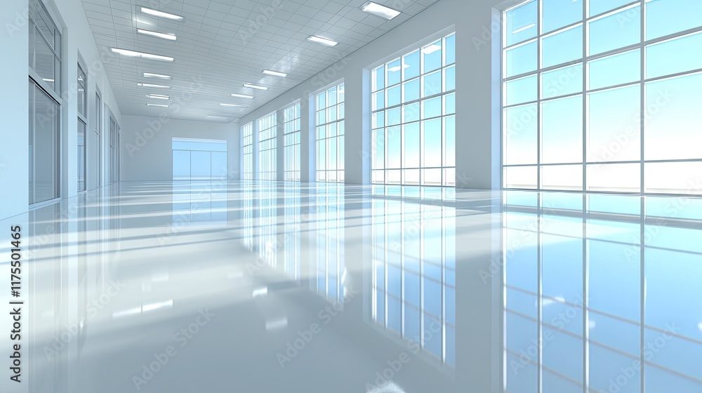 A bright and spacious empty hall with large windows and glossy floor. Ideal for modern office spaces showrooms or art galleries. A bright and spacious empty hall with large windows and glossy floor. Ideal for modern office spaces showrooms or art galleries.