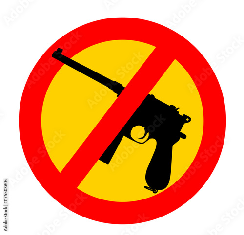 gun, allowed, stop, icon, weapon, background, vector, isolated, illustration, stamp, circle, black, sticker, silhouette, red, sign, law, safety, military, crime, criminal, firearm, peace, handgun, ang