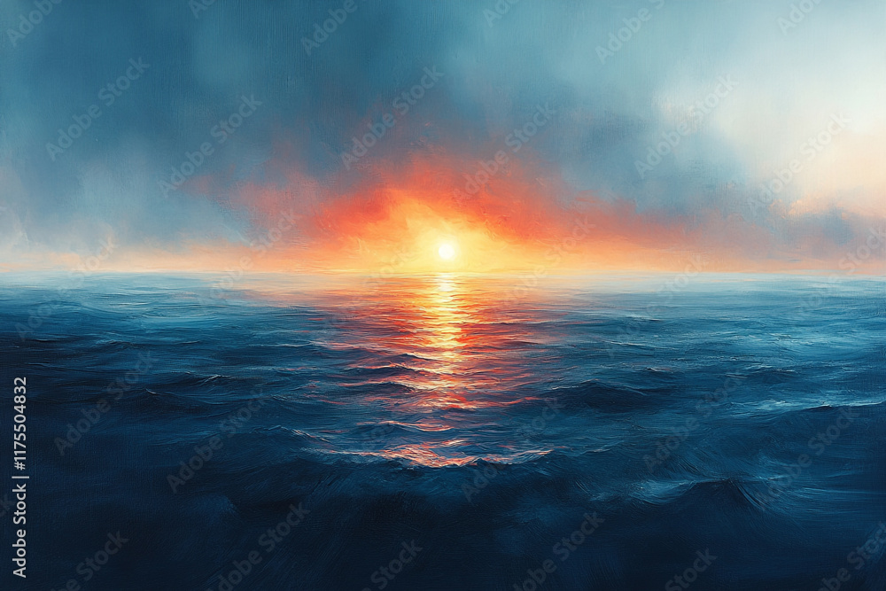 Serene Ocean Sunset Peaceful Tranquil Seascape Serene Ocean Sunset Peaceful Tranquil Seascape