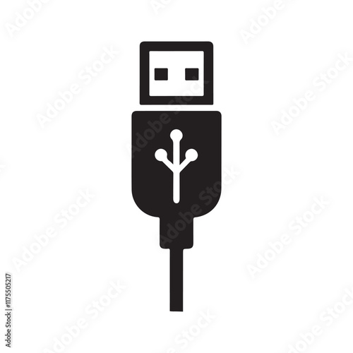 USB Cable Connector Silhouette Illustration Vector Design