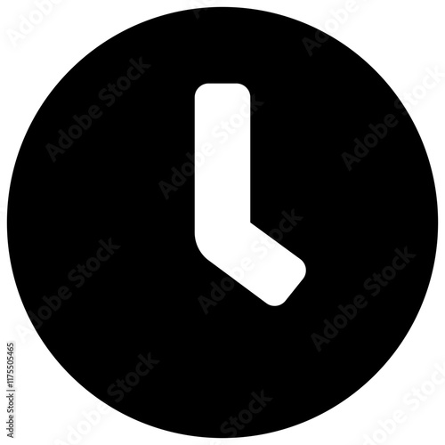 flat clock icon, black vector timekeeping symbol, solid monochrome graphic for schedules, deadlines, appointments, time tracking, alarm reminders