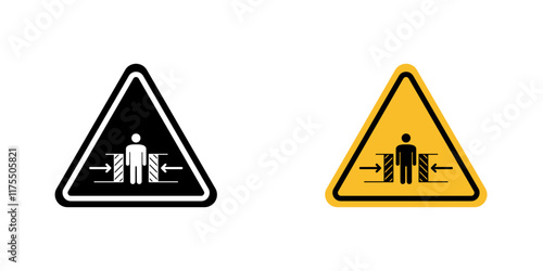 Risk of crushing warning signs. vector signs set